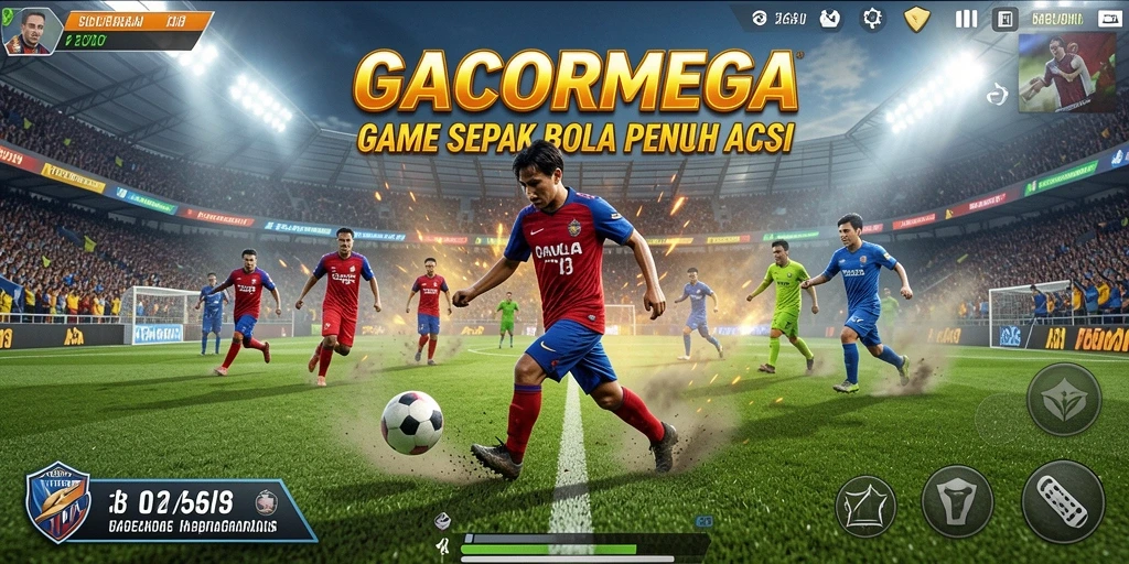 Tampilan gameplay seru dari GACORMEGA dalam pertandingan sepak bola.