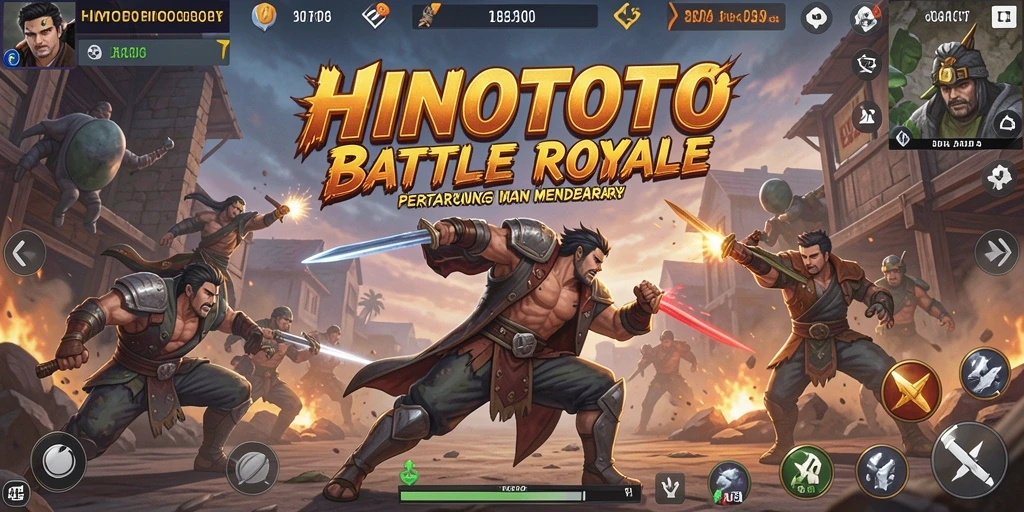 Screenshot HINOTOTO menampilkan aksi mendebarkan dalam pertarungan Battle Royale.