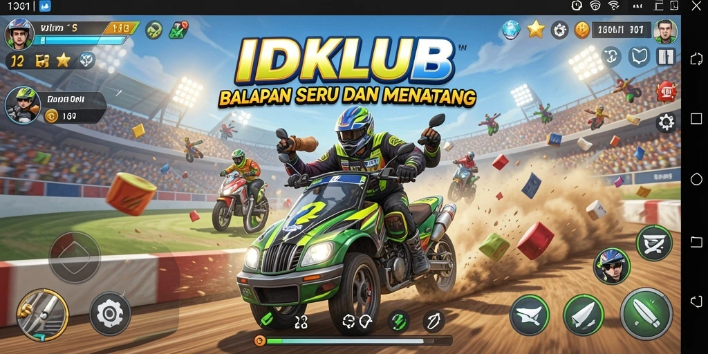 Tampilan gameplay seru dan menegangkan dari IDKLUB saat balapan.