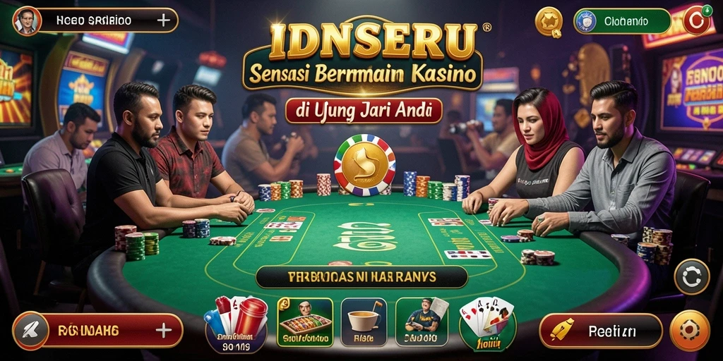 Screenshot gameplay IDNSERU dengan grafis kasino yang menakjubkan.