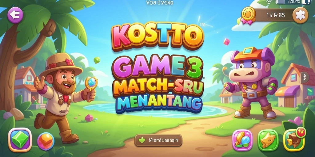 Tangkapan layar KOSTOTO menampilkan aksi gameplay Match-3 yang seru.