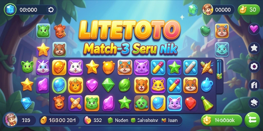 Gameplay seru LITETOTO dengan pencocokan objek yang berwarna-warni.