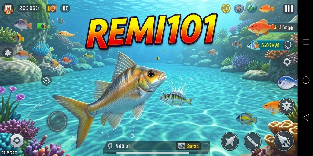 Tangkapan terbaik dalam gameplay REMI101 menampilkan keindahan alam saat memancing.