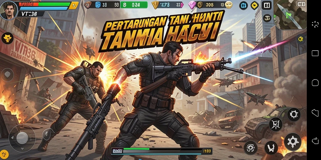 Screenshot menampilkan karakter bertarung dalam duel intens di VT38.